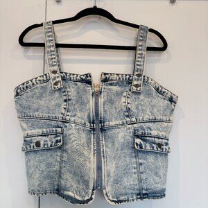 Acid Wash Denim Corset Crop Top – Size Large – NWT